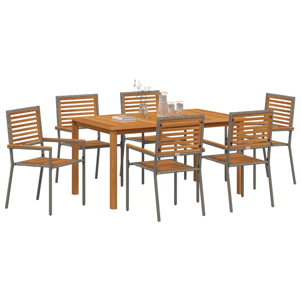 Set da Pranzo per Giardino 7 pcs Grigio
