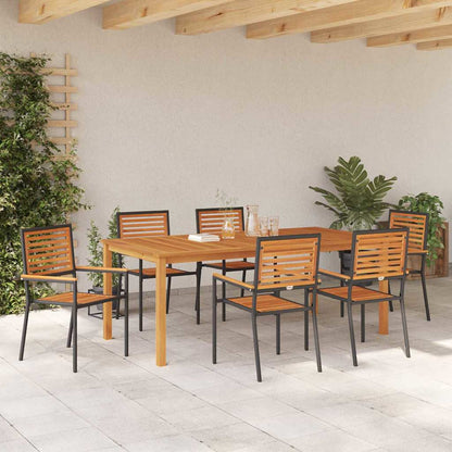 Set da Pranzo per Giardino 7 pcs Nero Poly Rattan - homemem39