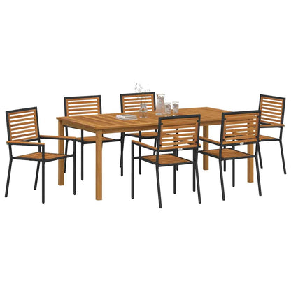 Set da Pranzo per Giardino 7 pcs Nero Poly Rattan - homemem39