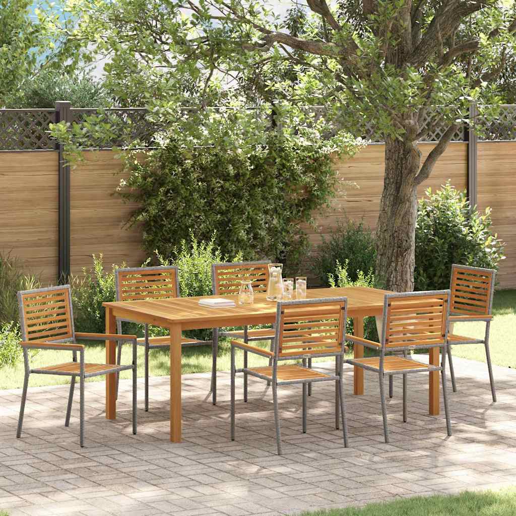 Set da Pranzo per Giardino 7 pcs Grigio Poly Rattan - homemem39