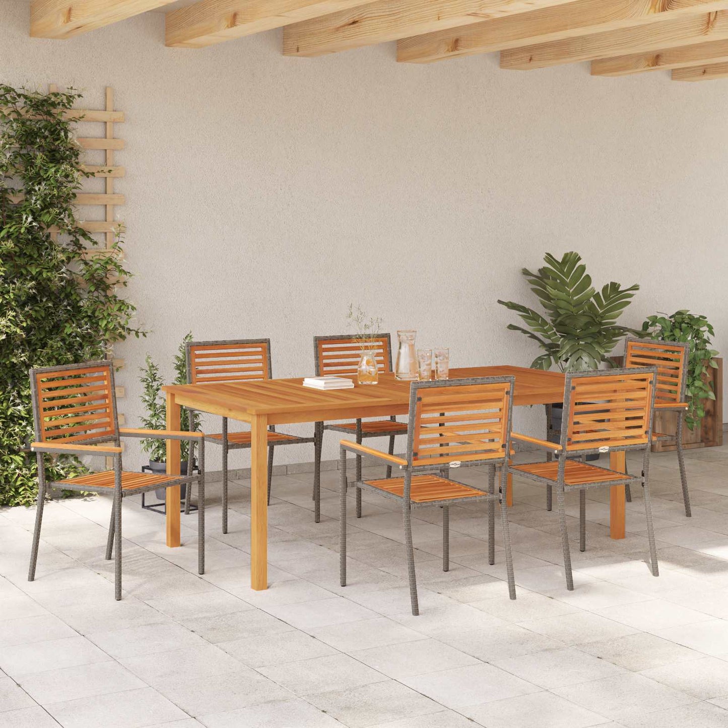 Set da Pranzo per Giardino 7 pcs Grigio | homemem39