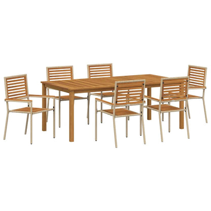 Set da Pranzo per Giardino 7 pcs Beige Poly Rattan - homemem39