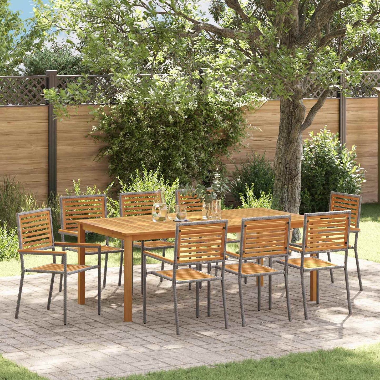 Set da Pranzo per Giardino 9 pcs Grigio | homemem39