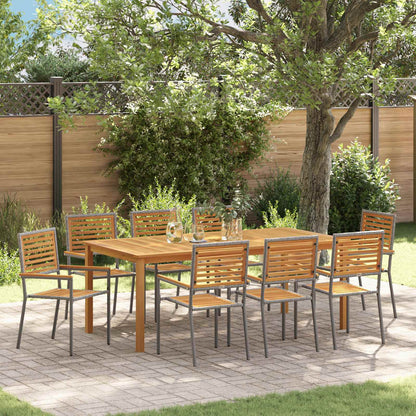 Set da Pranzo per Giardino 9 pcs Grigio | homemem39
