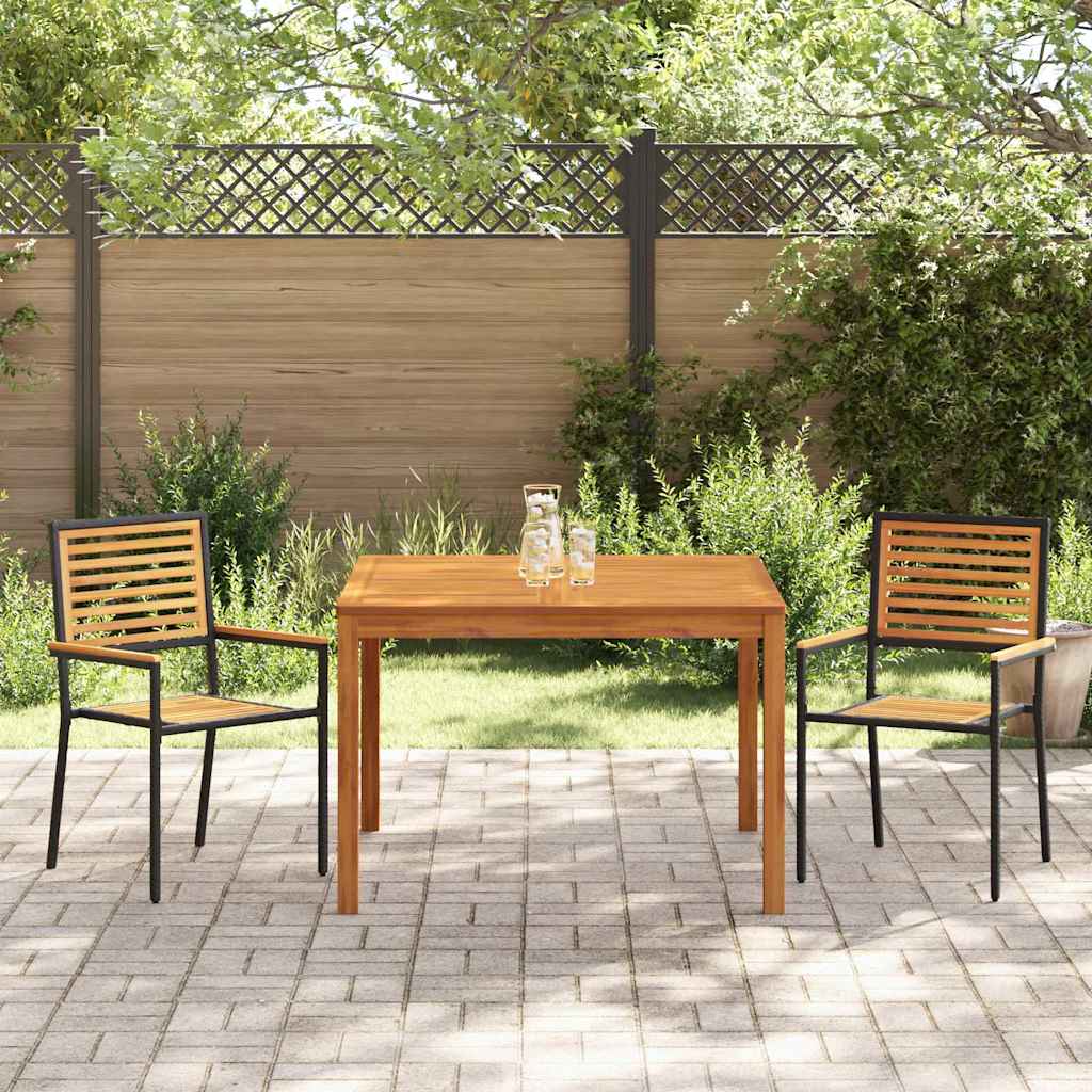 Set da Pranzo per Giardino 3 pcs Nero Poly Rattan - homemem39