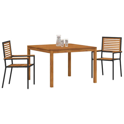 Set da Pranzo per Giardino 3 pcs Nero Poly Rattan - homemem39