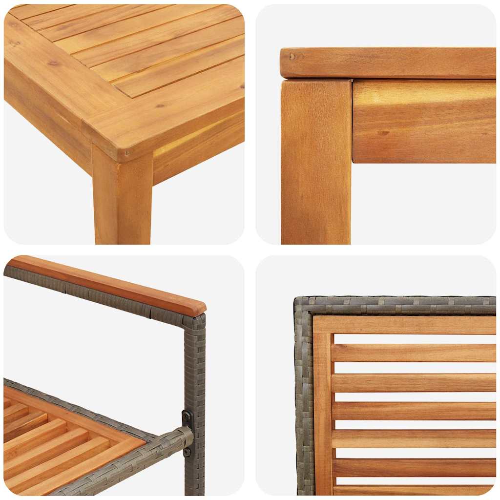 Set da Pranzo per Giardino 3 pcs Grigio