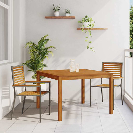 Set da Pranzo per Giardino 3 pcs Grigio