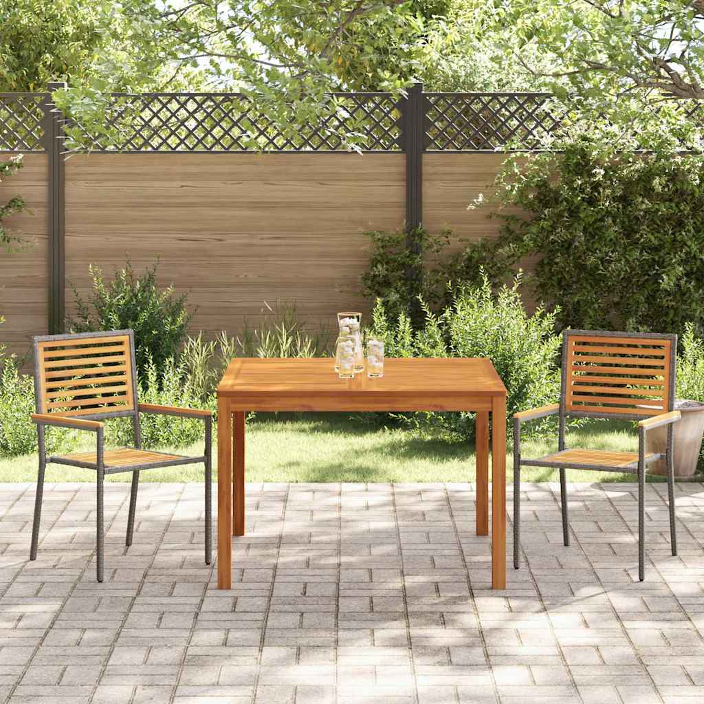 Set da Pranzo per Giardino 3 pcs Grigio