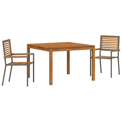 Set da Pranzo per Giardino 3 pcs Grigio