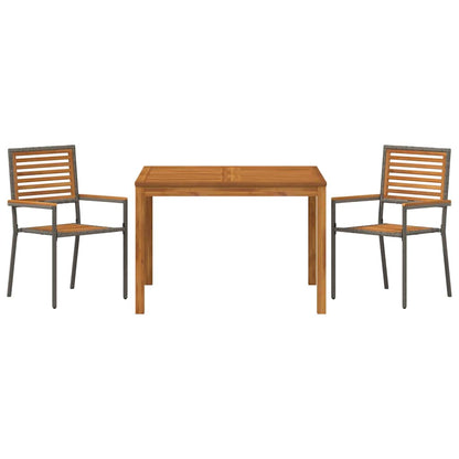 Set da Pranzo per Giardino 3 pcs Grigio