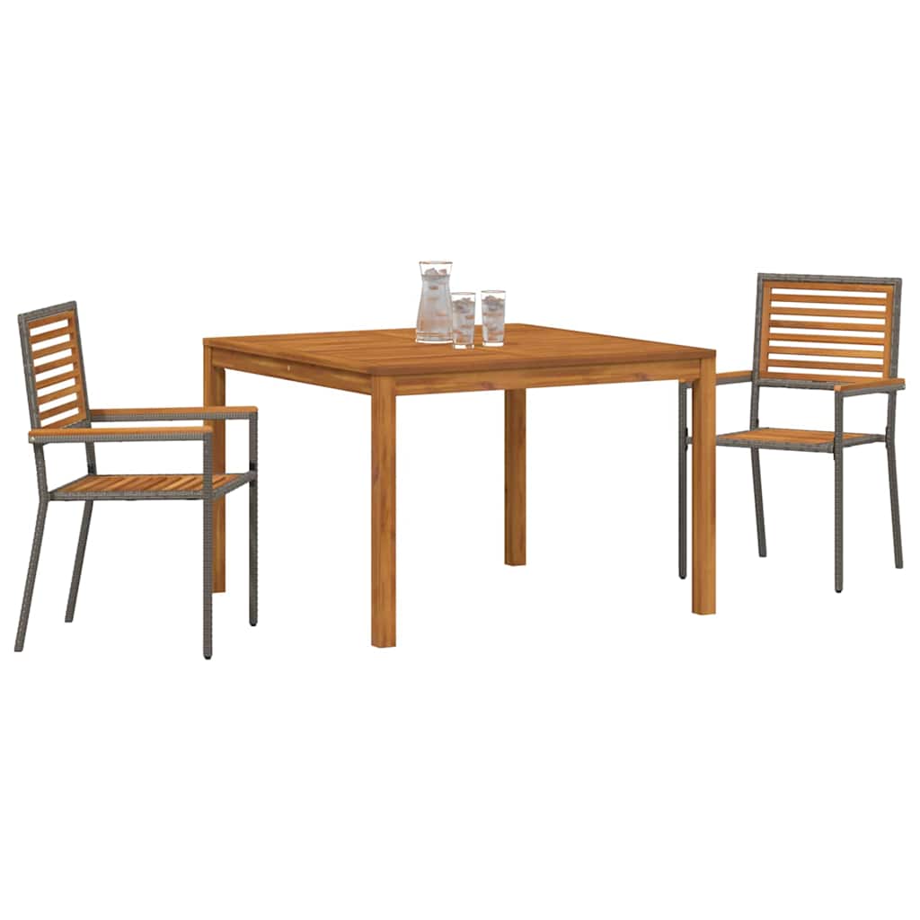 Set da Pranzo per Giardino 3 pcs Grigio