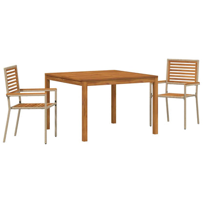 Set da Pranzo per Giardino 3 pcs Beige Poly Rattan - homemem39