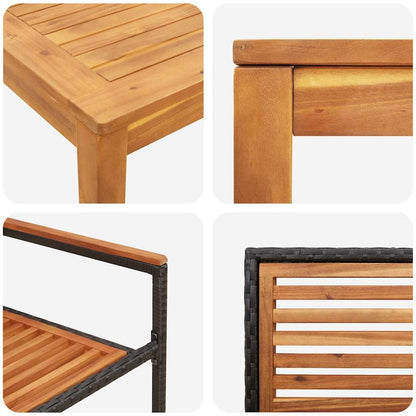 Set da Pranzo per Giardino 5 pcs Nero Legno di Acacia Massello | homemem39