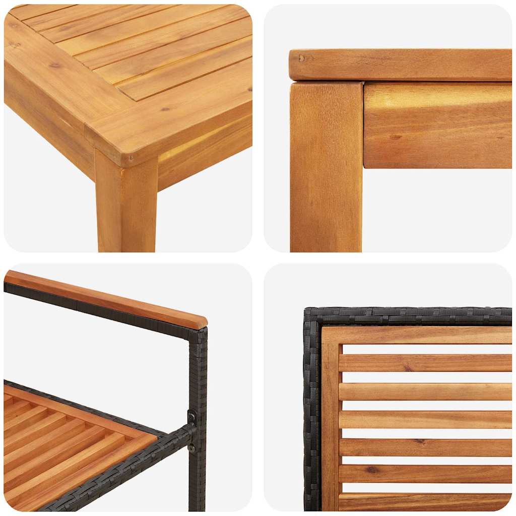 Set da Pranzo per Giardino 5 pcs Nero Legno di Acacia Massello