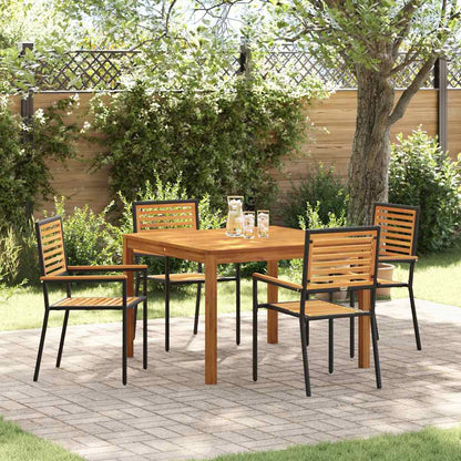 Set da Pranzo per Giardino 5 pcs Nero Legno di Acacia Massello