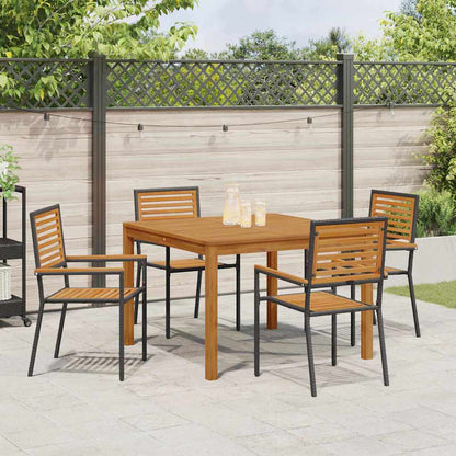 Set da Pranzo per Giardino 5 pcs Nero Legno di Acacia Massello | homemem39