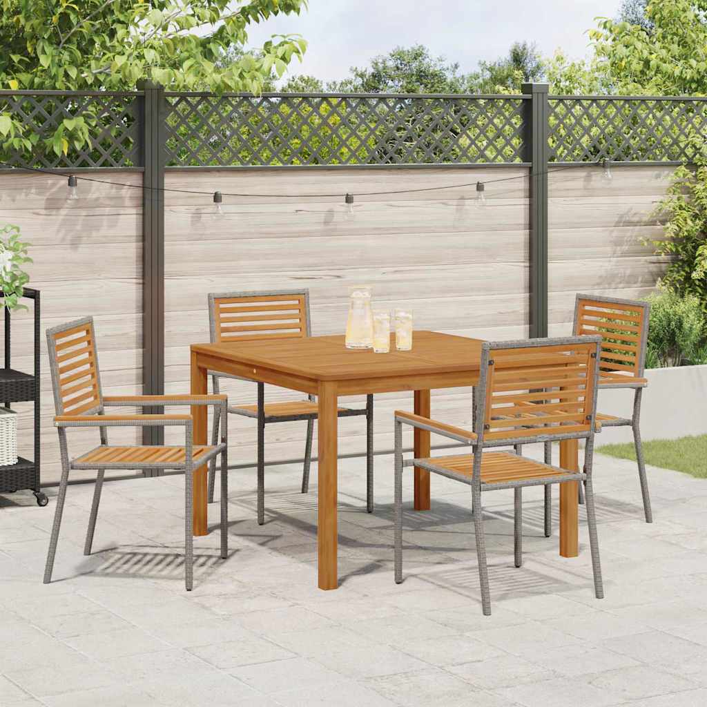 Set da Pranzo per Giardino 5 pcs Grigio Poly Rattan - homemem39