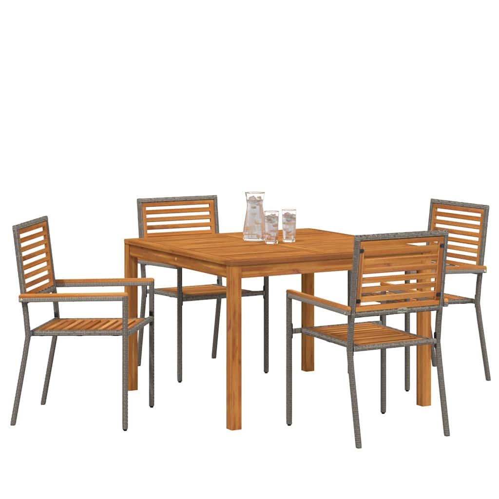 Set da Pranzo per Giardino 5 pcs Grigio Poly Rattan - homemem39