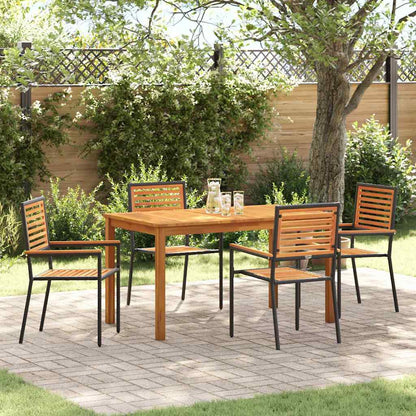 Set da Pranzo per Giardino 5 pcs Nero Legno di Acacia Massello | homemem39