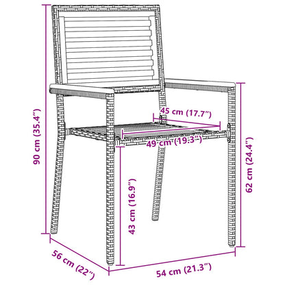 Set da Pranzo per Giardino 5 pz Nero Legno di Acacia Massello | homemem39