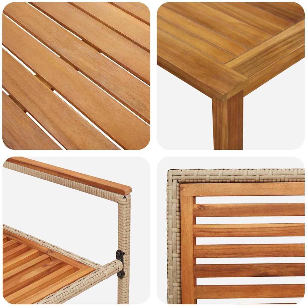 Set da Pranzo per Giardino 5 pcs Beige Legno di Acacia Massello | homemem39