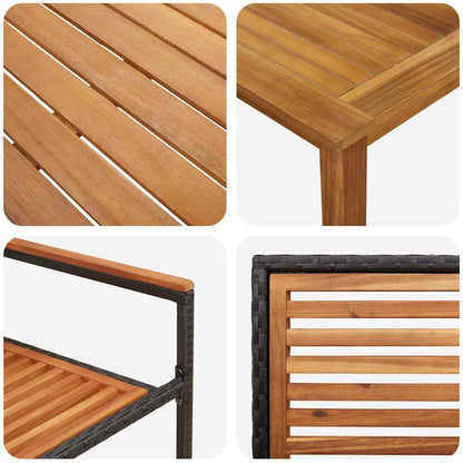 Set da Pranzo per Giardino 7 pcs Nero Legno di Acacia Massello | homemem39