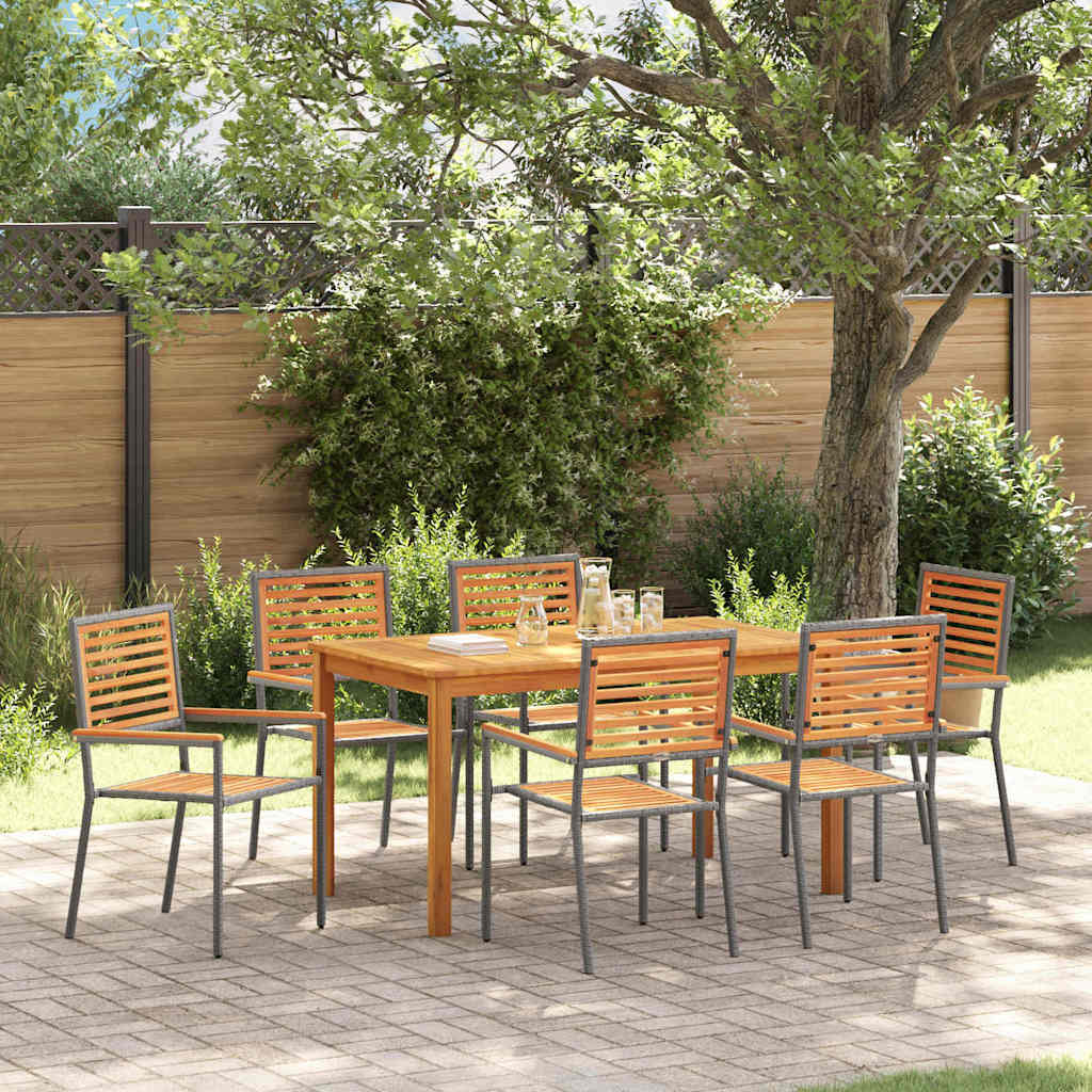 Set da Pranzo per Giardino 7 pcs Grigio | homemem39