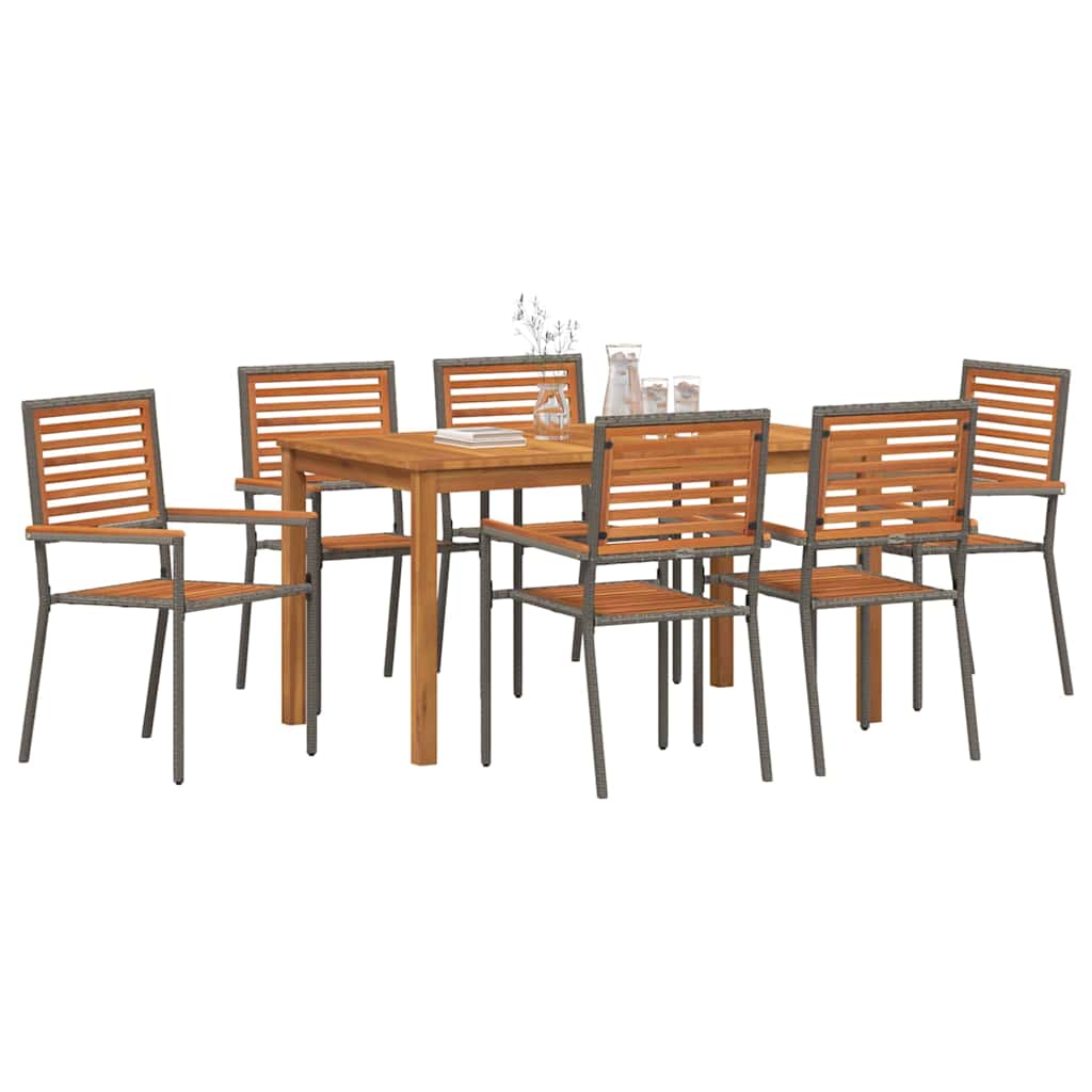 Set da Pranzo per Giardino 7 pcs Grigio | homemem39