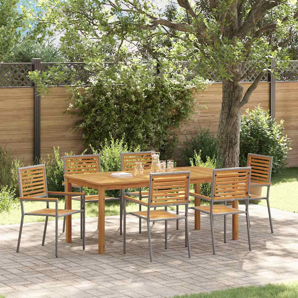 Set da Pranzo per Giardino 7 pcs Grigio