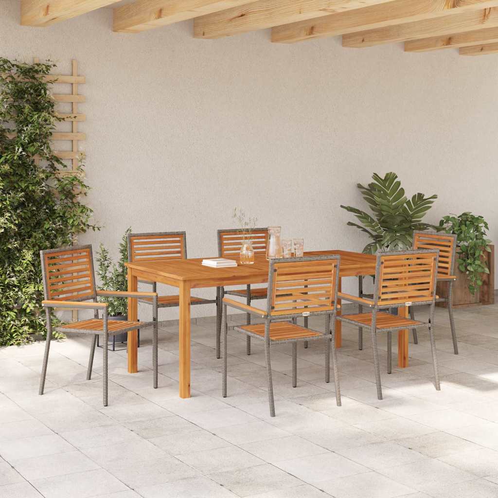 Set da Pranzo per Giardino 7 pcs Grigio | homemem39