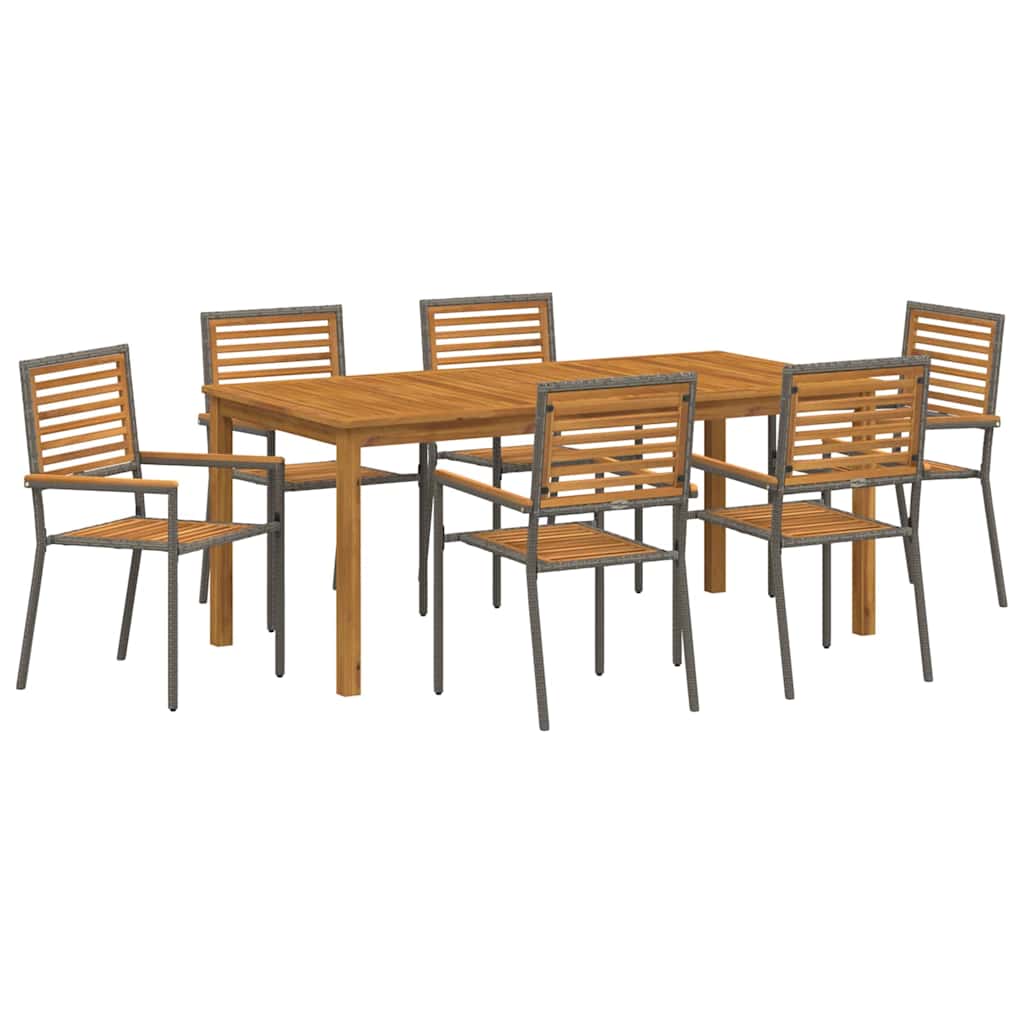 Set da Pranzo per Giardino 7 pcs Grigio | homemem39