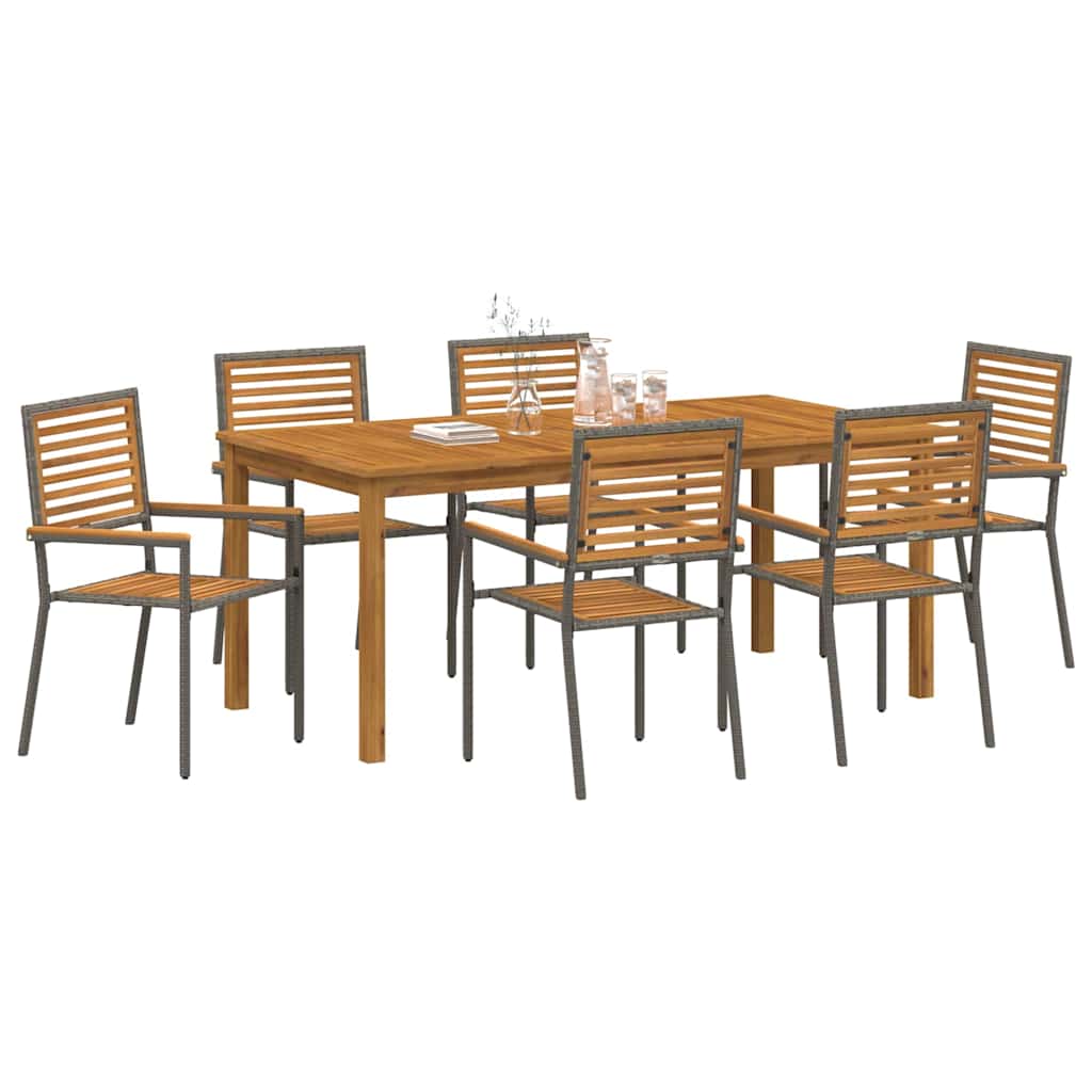 Set da Pranzo per Giardino 7 pcs Grigio | homemem39