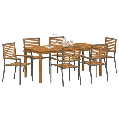Set da Pranzo per Giardino 7 pcs Grigio | homemem39
