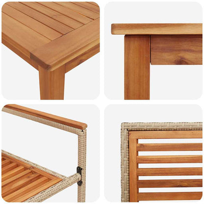 Set da Pranzo per Giardino 7 pcs Beige Legno di Acacia Massello | homemem39
