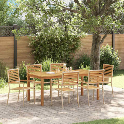 Set da Pranzo per Giardino 7 pcs Beige Legno di Acacia Massello | homemem39