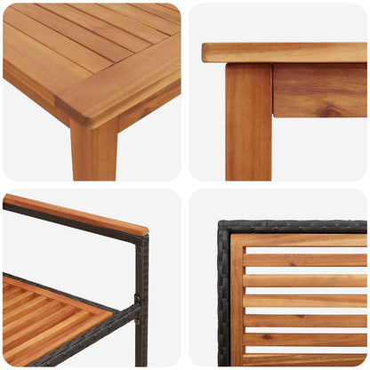 Set da Pranzo per Giardino 9 pcs Nero Legno di Acacia Massello | homemem39