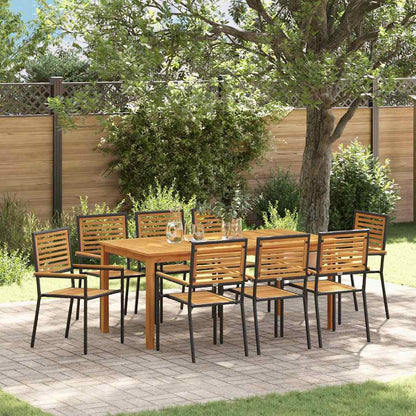 Set da Pranzo per Giardino 9 pcs Nero Legno di Acacia Massello | homemem39