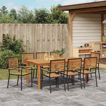 Set da Pranzo per Giardino 9 pcs Nero Legno di Acacia Massello | homemem39