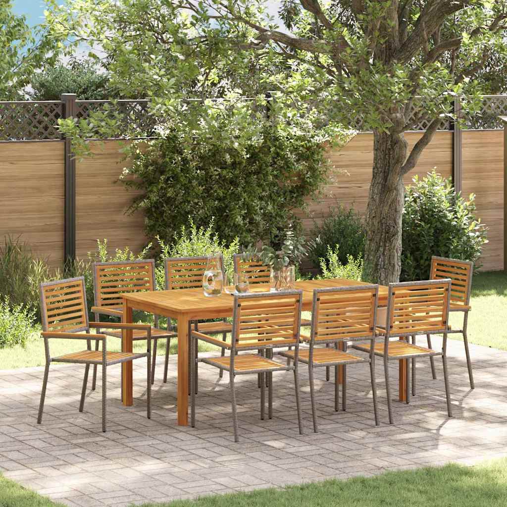 Set da Pranzo per Giardino 9 pcs Grigio | homemem39