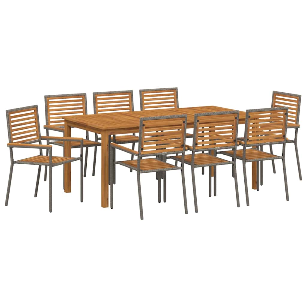 Set da Pranzo per Giardino 9 pcs Grigio | homemem39