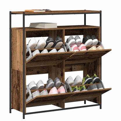 Armadio per Scarpe con porta Legno vecchio 100 x 34 x 112 cm - homemem39