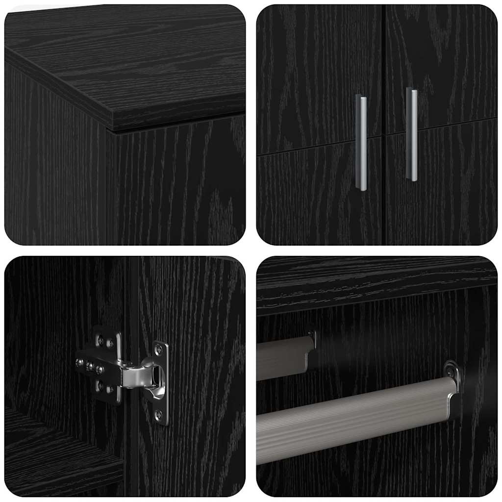 Credenza Rovere nero 80 x 39 x 178 cm Legno multistrato - homemem39