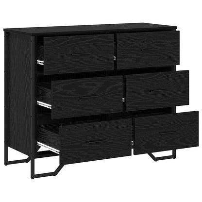 Cassettiera 6-Cassetto Rovere Nero 91 x 35,5 x 74,5 cm | homemem39