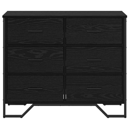 Cassettiera 6-Cassetto Rovere Nero 91 x 35,5 x 74,5 cm | homemem39
