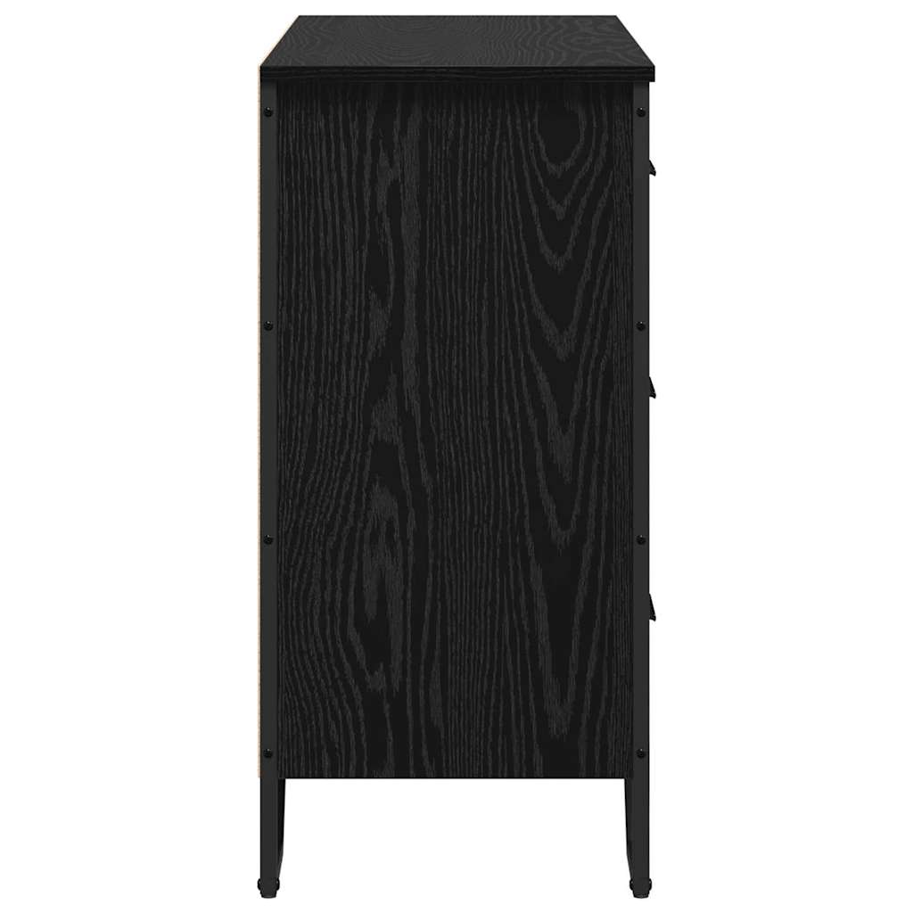 Cassettiera 6-Cassetto Rovere Nero 91 x 35,5 x 74,5 cm | homemem39