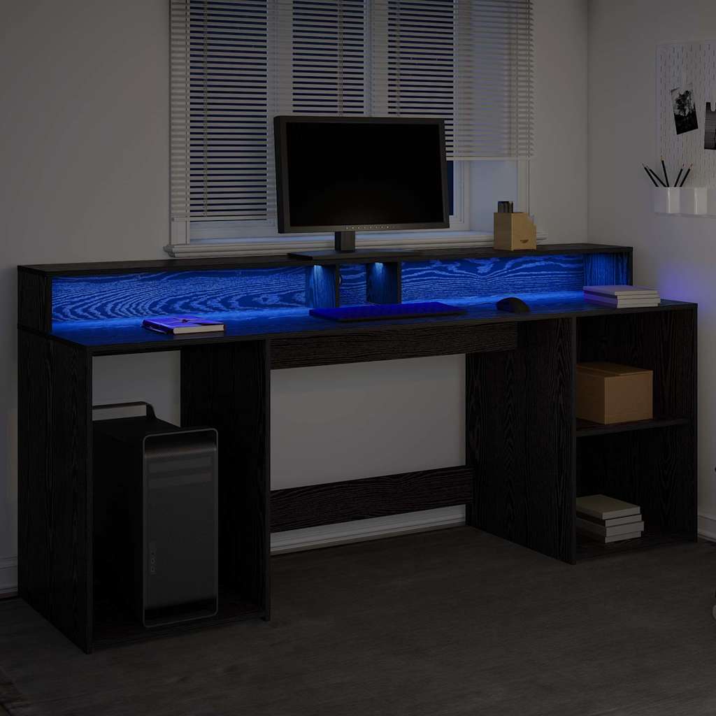 Scrivania Rovere nero 200 x 55 x 91 cm Legno multistrato