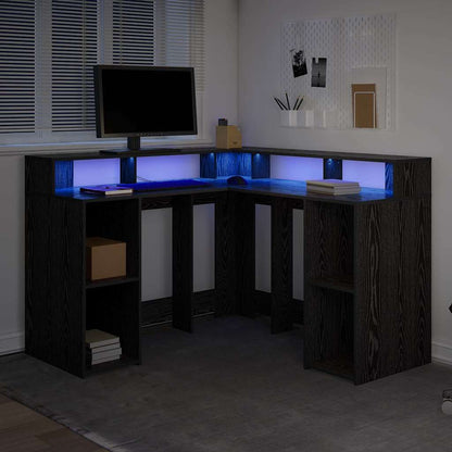 Scrivania Rovere Nero 130 x 130 x 91 cm Legno multistrato