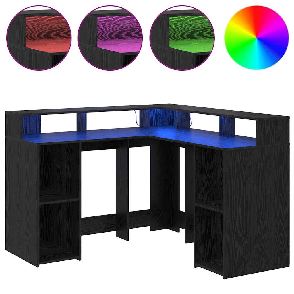 Scrivania Rovere Nero 130 x 130 x 91 cm Legno multistrato