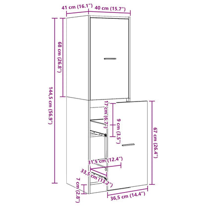 Armadio da Apoteca Rovere nero 40 x 41 x 144.5 cm